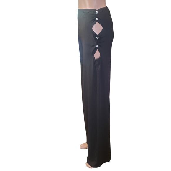 That's So Fetch Australia US Size 6 Wide Leg Side Cut out hearts black pants - Picture 2 of 12